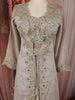 Light Ash Grey Floral Sequins and Zari Embroidered Design Georgette Part Wear Skirt and Top