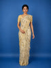Light Beige Floral Print Sequin Design Chiffon Saree