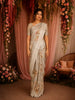 Light Beige Floral Printed Kota Cotton Saree with Woven Border