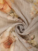 Light Beige Floral Printed Kota Cotton Saree with Woven Border
