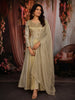 Light Beige Gold Floral Sequins and Zardozi Embroidered Design Tissue Silk Anarkali Salwar Suit with Dupatta
