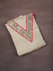 Light Beige Mirror Embroidered Design Tissue Silk Unstitched Salwar Material with Dupatta
