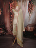 Light Beige Mirror Embroidered Design Tissue Silk Unstitched Salwar Material with Dupatta