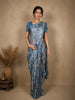 Light Blue Abstract Printed Design Semi Tussar Fancy Saree
