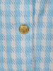 Light Blue And White Houndstooth Pattern Double-Breasted Blazer With Gold Buttons