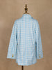 Light Blue And White Houndstooth Pattern Double-Breasted Blazer With Gold Buttons