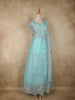Light Blue Beads and Sequins Embroidered Design Net Bridesmaid Gown