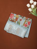 Light Blue Butta Printed Design Crepe Silk Saree with Floral Motif Border