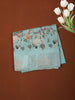 Light Blue Checked Printed Design Crepe Silk Saree with Cow Motif Border