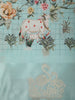 Light Blue Checked Printed Design Crepe Silk Saree with Cow Motif Border