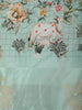 Light Blue Checked Printed Design Crepe Silk Saree with Cow Motif Border