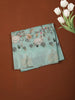 Light Blue Checked Printed Design Crepe Silk Saree with Cow Motif Border
