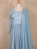 Light Blue Floral Design Crepe Gown