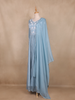 Light Blue Floral Design Crepe Gown