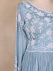 Light Blue Floral Design Crepe Gown