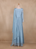 Light Blue Floral Design Crepe Gown
