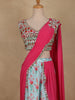 Light Blue Floral Design Crepe Silk Palazzo Suit