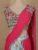 Light Blue Floral Design Crepe Silk Palazzo Suit