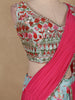 Light Blue Floral Design Crepe Silk Palazzo Suit