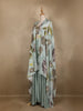 Light Blue Floral Design Synthetic Palazzo Suit