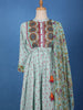 Light Blue Floral Designed Cotton Kurti - Diadem
