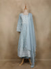 Light Blue Floral Designed Cotton Salwar