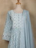 Light Blue Floral Designed Cotton Salwar