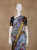 Light Blue Floral Designed Semi Tussar Saree