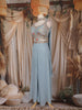 Light Blue Floral Embroidered Design Chiffon Palazzo Suit