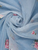 Light Blue Floral Embroidered Kota Cotton Saree - Diadem