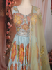 Light Blue Floral Print and Thread Embroidered Design Organza Lehenga