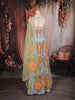 Light Blue Floral Print and Thread Embroidered Design Organza Lehenga