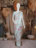 Light Blue Floral Printed Chiffon Saree with Thread Embroidered Border