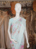 Light Blue Floral Printed Chiffon Saree with Thread Embroidered Border