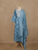 Light Blue Floral Printed Cotton Salwar Suit With Dupatta