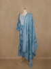 Light Blue Floral Printed Cotton Salwar Suit With Dupatta