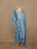 Light Blue Floral Printed Cotton Salwar Suit With Dupatta