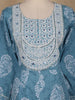 Light Blue Floral Printed Cotton Salwar Suit With Dupatta