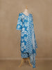 Light Blue Floral Printed Cotton Salwar Suit With Dupatta
