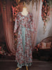 Light Blue Floral Printed Design Chiffon Palazzo Suit with Long Over Coat