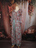 Light Blue Floral Printed Design Chiffon Palazzo Suit with Long Over Coat