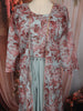 Light Blue Floral Printed Design Chiffon Palazzo Suit with Long Over Coat