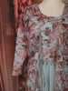 Light Blue Floral Printed Design Chiffon Palazzo Suit with Long Over Coat