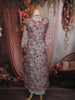 Light Blue Floral Printed Design Chiffon Palazzo Suit with Long Over Coat