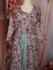 Light Blue Floral Printed Design Chiffon Palazzo Suit with Long Over Coat
