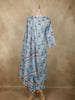 Light Blue Floral Printed Design Cotton Anarkali Salwar Suit with Dupatta