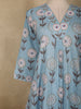 Light Blue Floral Printed Design Cotton Anarkali Salwar Suit with Dupatta