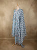 Light Blue Floral Printed Design Cotton Anarkali Salwar Suit with Dupatta