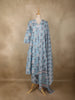 Light Blue Floral Printed Design Cotton Anarkali Salwar Suit with Dupatta