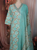 Light Blue Floral Printed Design Cotton Straight Cut Salwar Suit with Dupatta